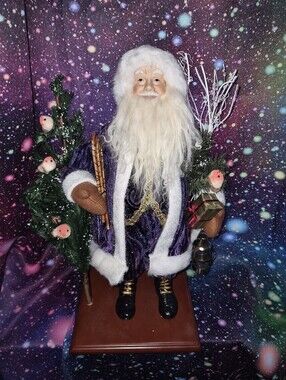 Victorian Father Christmas 🎅 18" Purple Gold Velvet Doll Figurine Creations